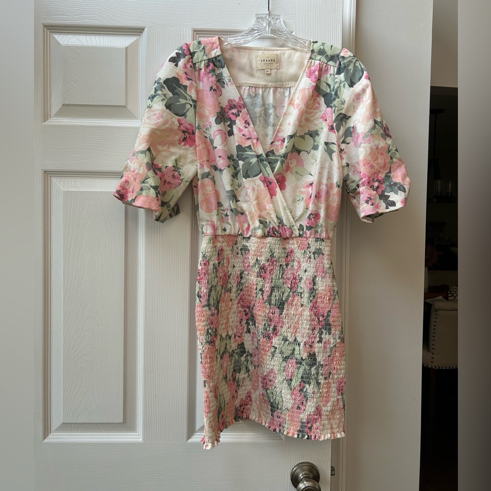 Sezane Floral V-Neck Dress